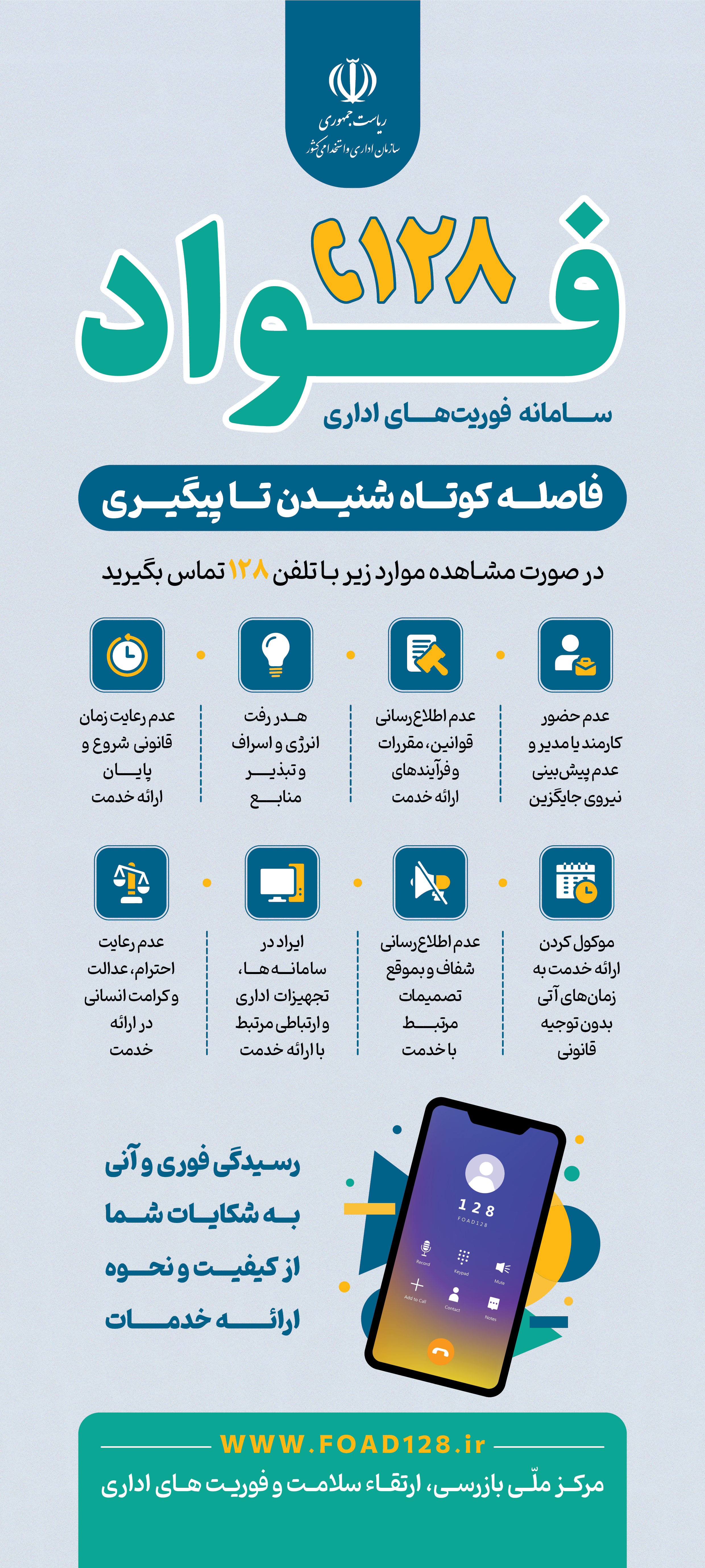 راه اندازی سامانه فوریت های اداری (فواد 128)